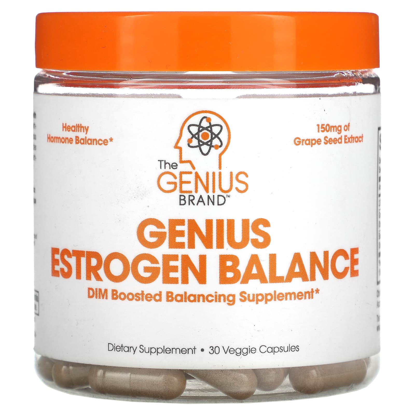 Добавка The Genius and Genius Mushrooms баланс эстрогена, 30 растительных капсул