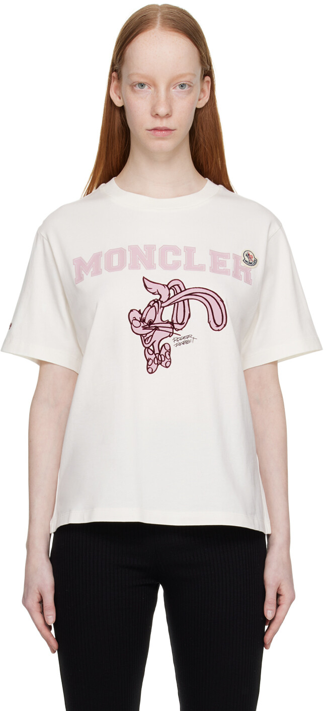 

Белая флокированная футболка Moncler