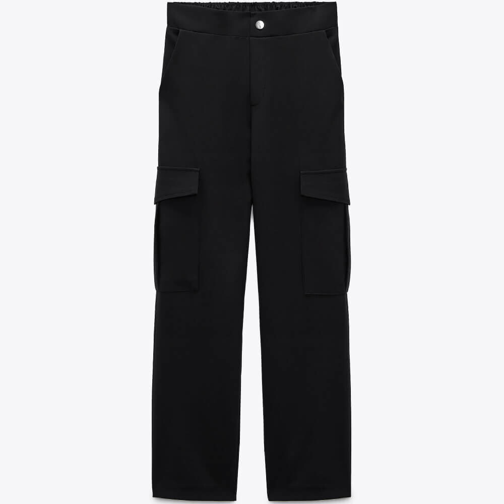 

Брюки Zara Straight Leg Cargo, черный