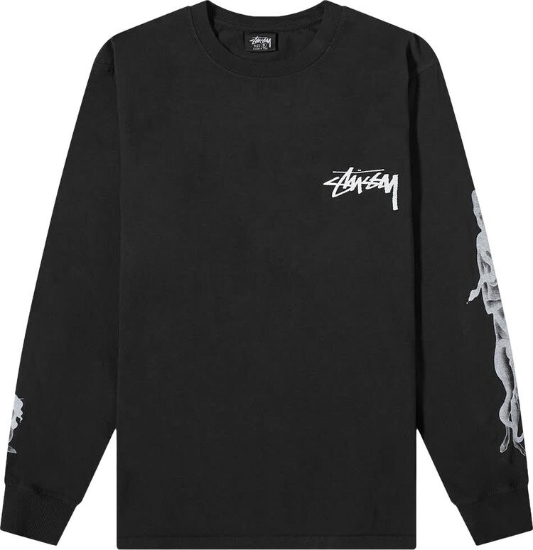 цена Лонгслив Stussy Venus Pigment Dyed Long-Sleeve Tee 'Black', черный