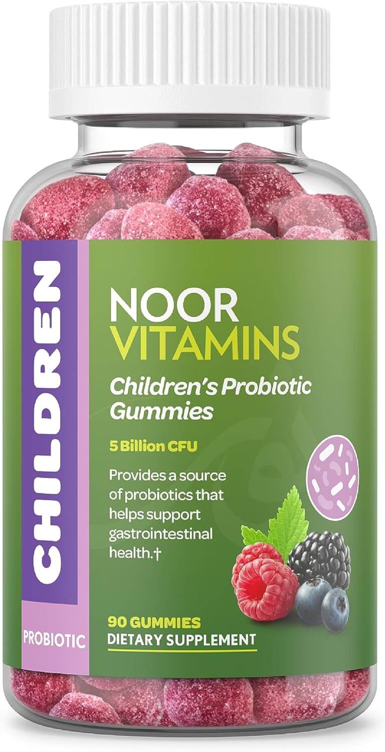Пищевая добавка с пробиотиками для детей Noor Vitamins Halal Non-GMO Vegan Friendly Gelatin Free, 90 пастилок жевательные конфеты lol 25 г