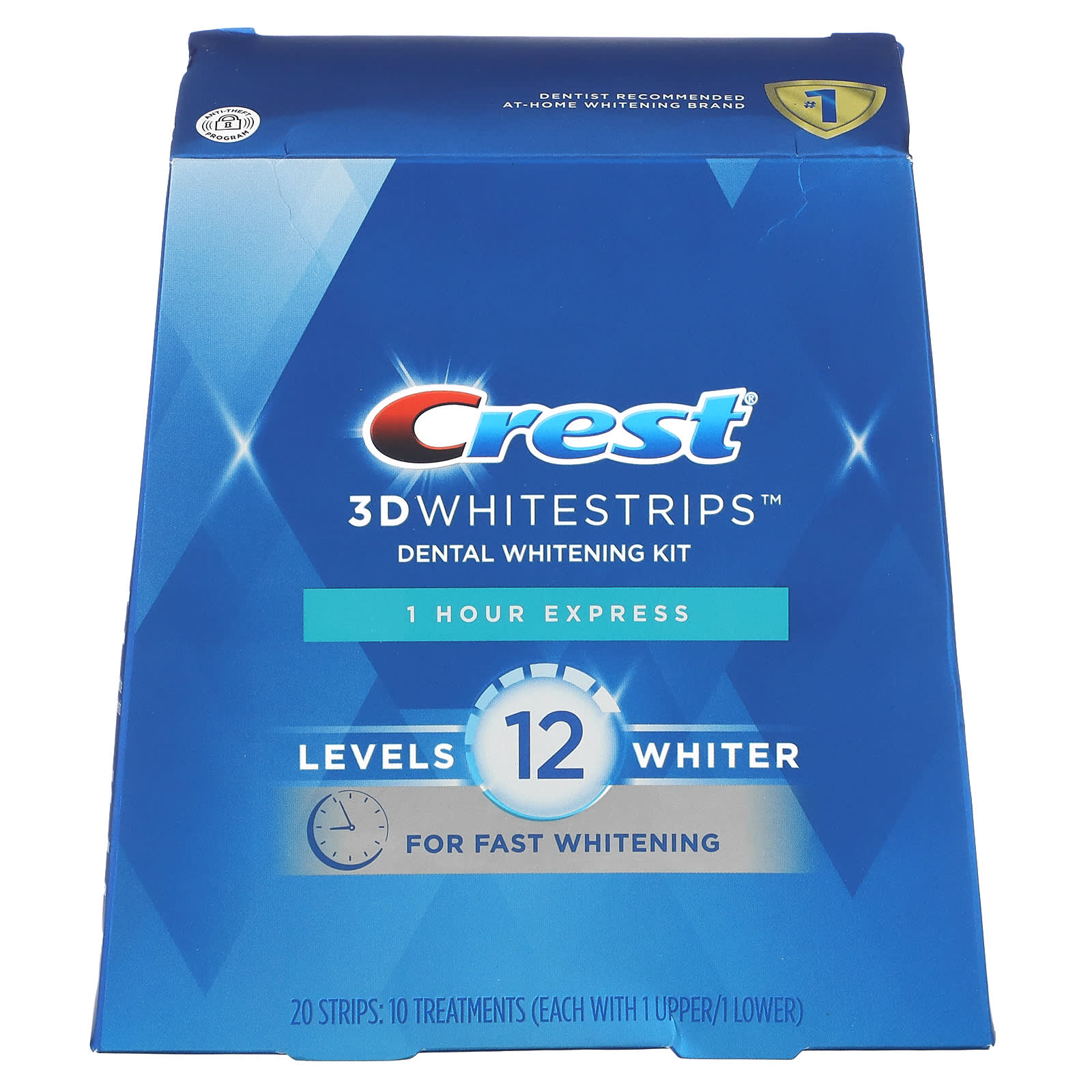 3D Whitestrips, набор для отбеливания зубов, 1 час экспресс, 20 полосок Crest набор для отбеливания зубов crest 3d whitestrips sensitive 36 полосок