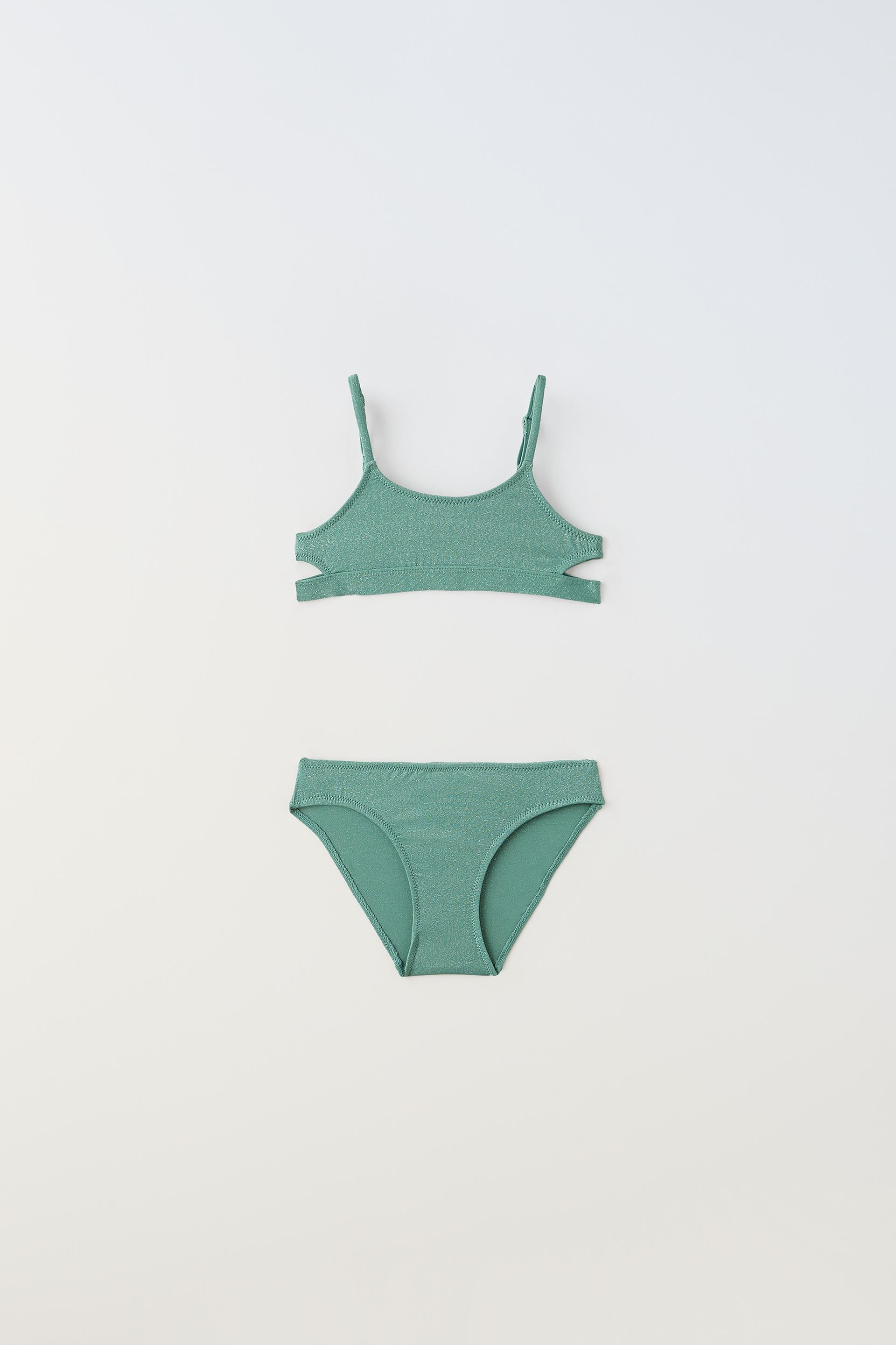 цена Купальник детский Zara Shimmery Bikini, зеленый