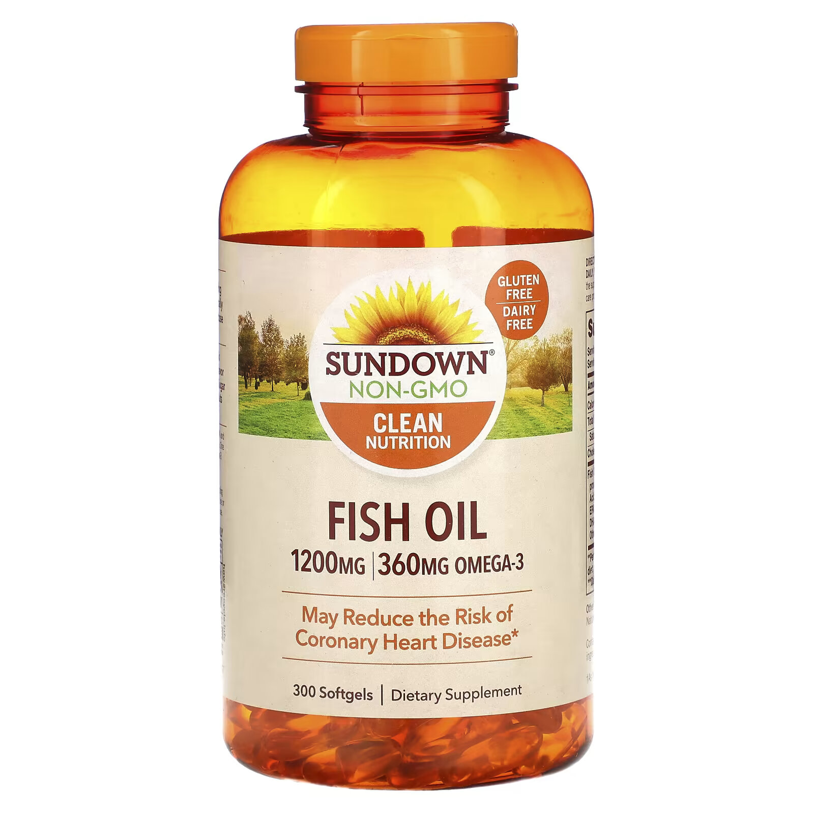 Sundown Naturals, Рыбий жир, 1200 мг, 300 мягких таблеток sundown naturals омега 3 6 9 масла льна и бурачника и рыбий жир 200 мягких таблеток