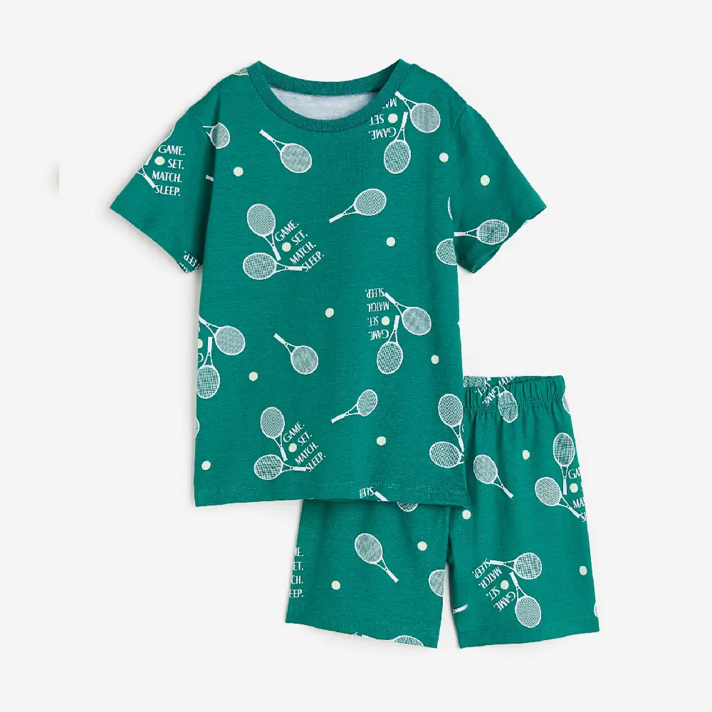 

Пижама H&M Kids Printed Cotton Tennis Rackets, зеленый