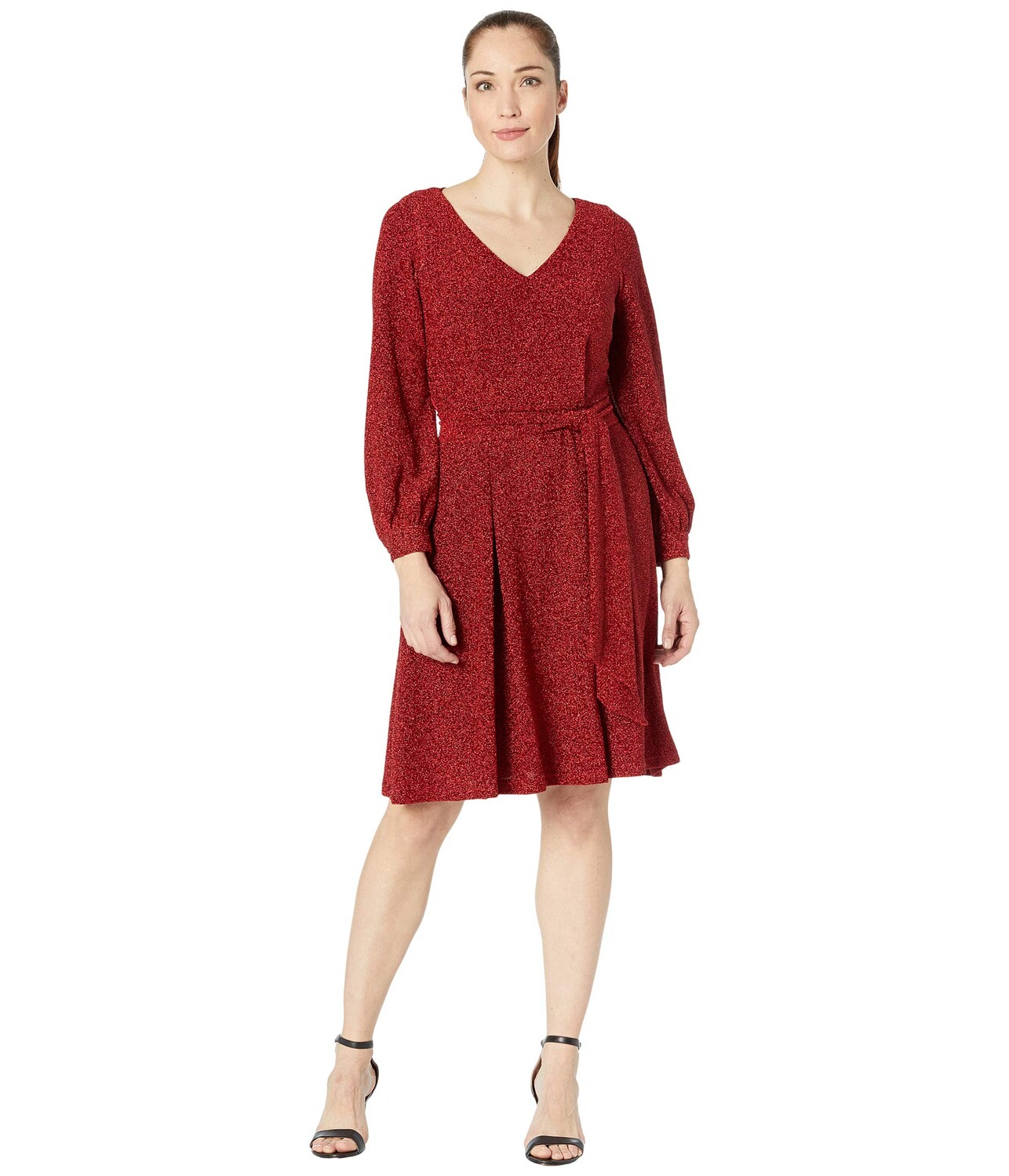 

Платье Calvin Klein, Glitter Jersey Belted Dress with V-Neck