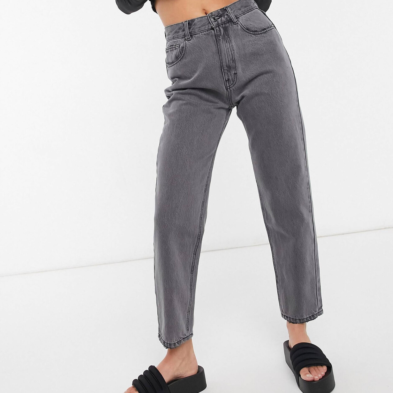 

Джинсы Pull&bear High Waist Mom, серый