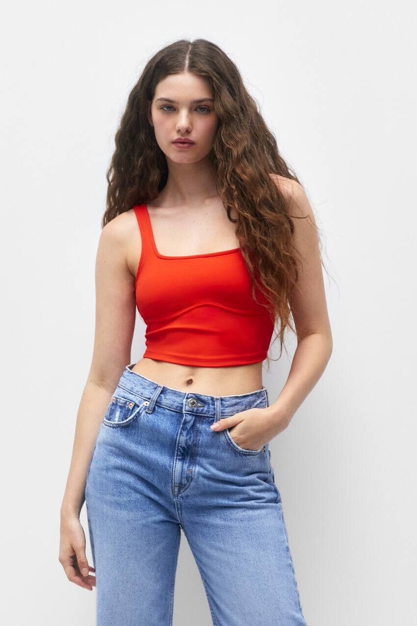 

Корсет на бретелях Pull&Bear, коралловый
