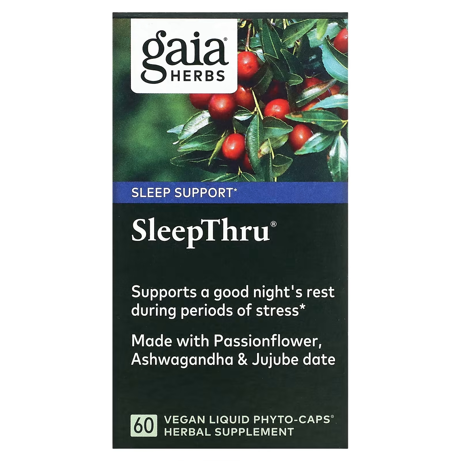 Травяная Добавка Gaia Herbs SleepThru, 60 капсул пищевая добавка gaia herbs sleepthru 120 веганских жидких фито капсул