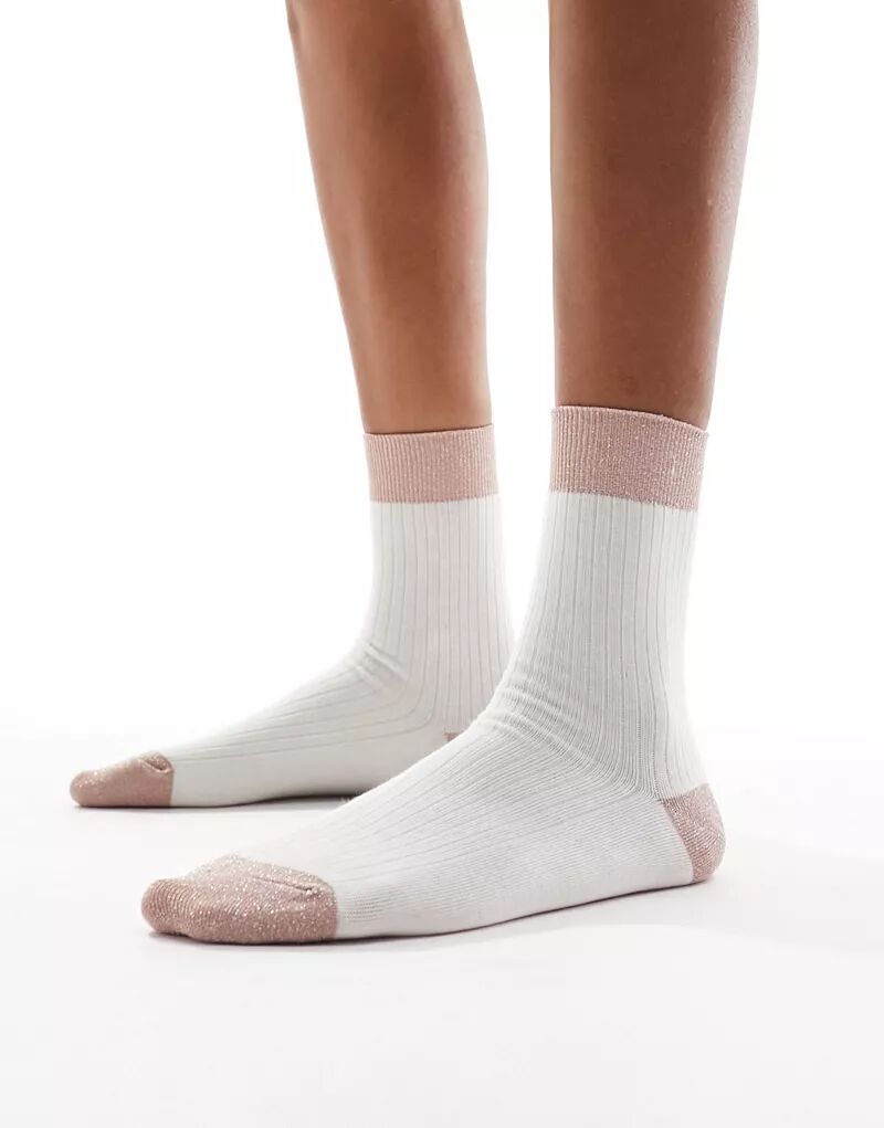 Белые носки из смесового хлопка & Other Stories с мягкой розовой металлической отделкой