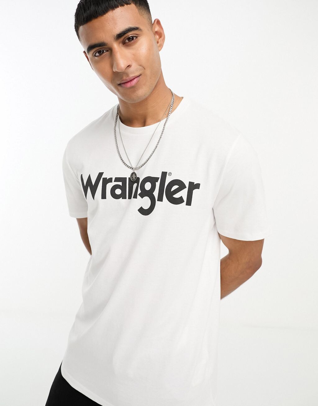 

Белая футболка с большим логотипом Wrangler