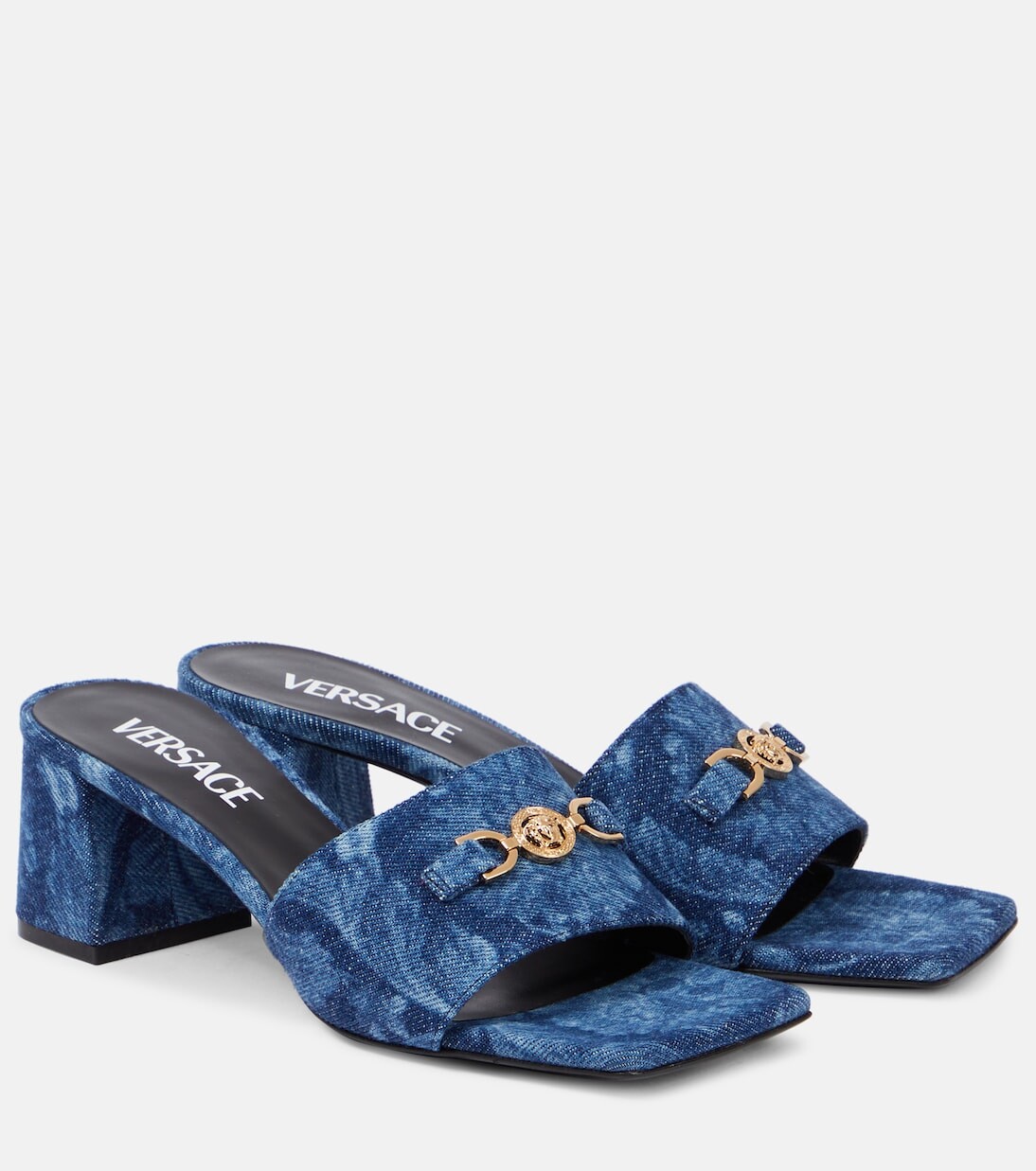 

Мюли medusa с кожаной отделкой Versace, синий