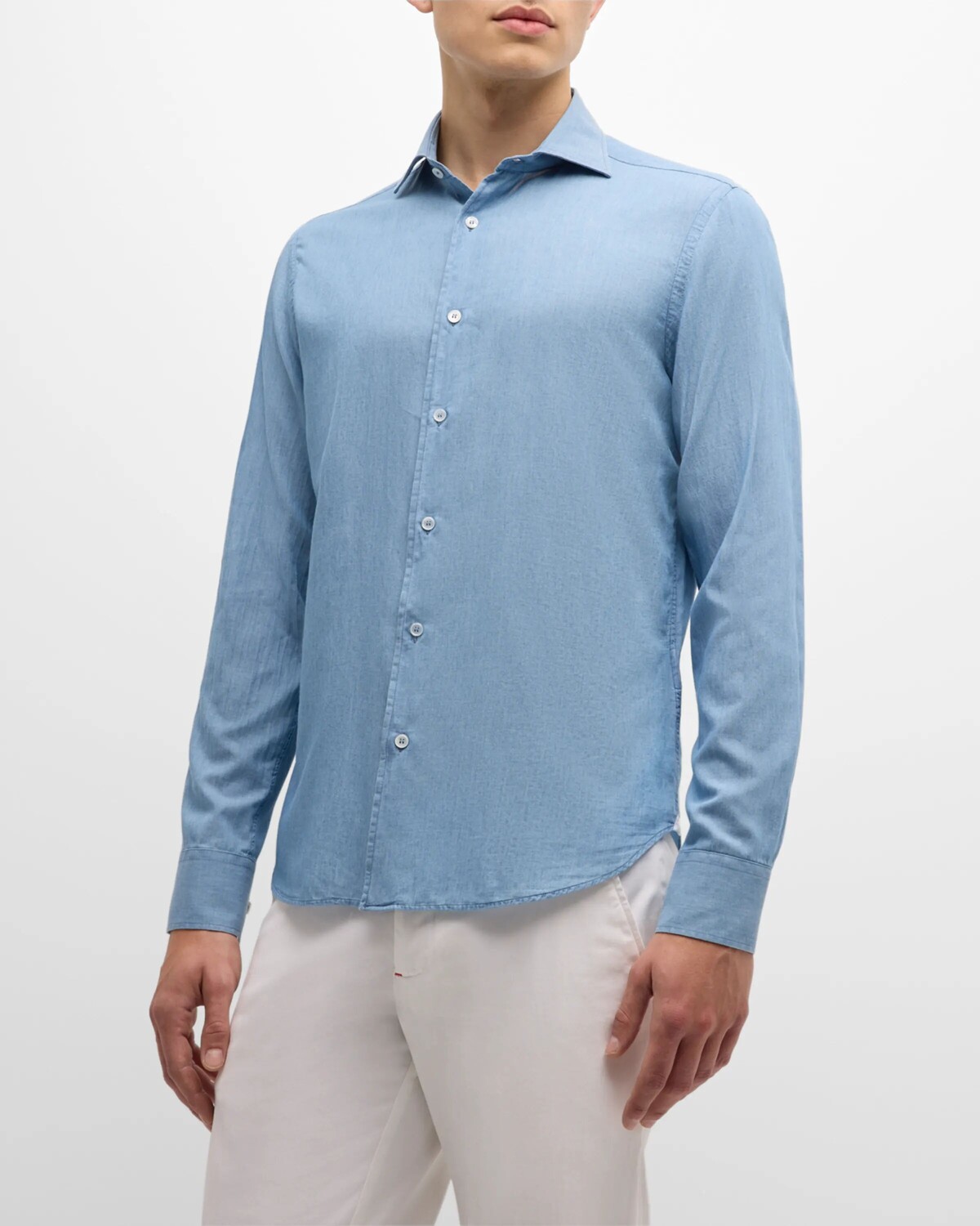 

Мужская повседневная рубашка на пуговицах Sean Chambray Fedeli, цвет Light Wash Blue