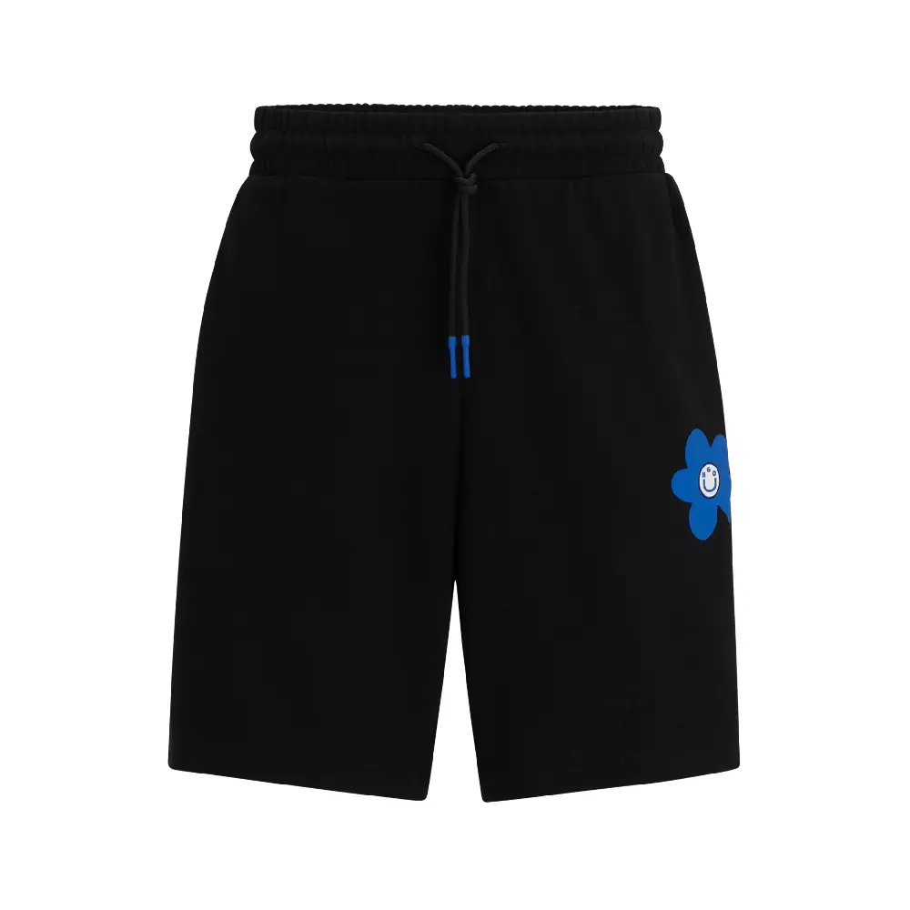 

Шорты Hugo Cotton-terry With Floral Logo Artwork, черный