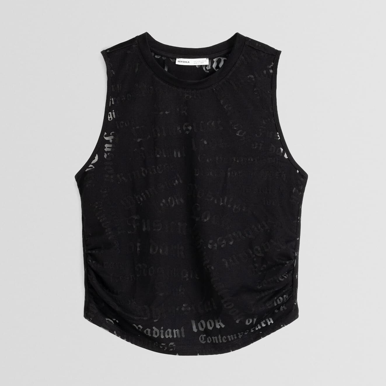 

Топ Bershka Gathered Sleeveless, черный