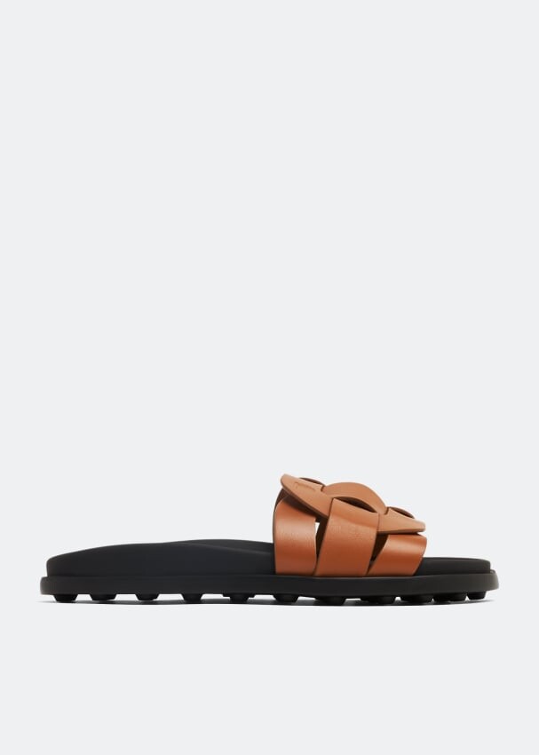 

Шлепанцы TOD'S Woven leather slides, коричневый