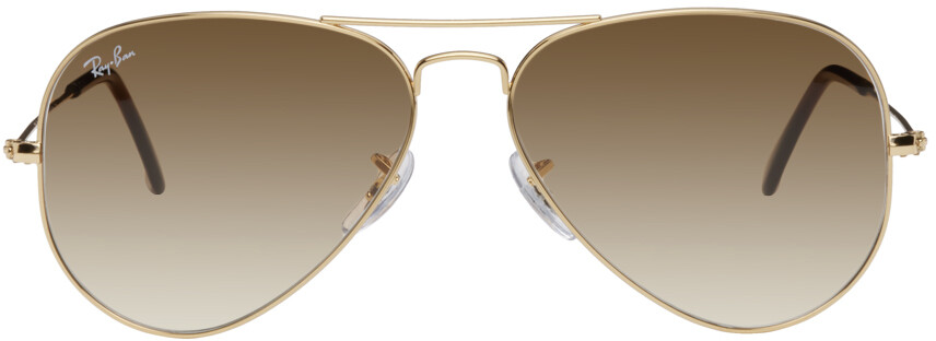

Золотые классические солнцезащитные очки-авиаторы Ray-Ban