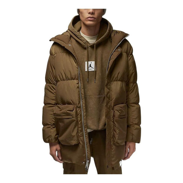 цена Куртка Jordan Logo Zipper Mid-Length Down Green DQ7347-385, коричневый