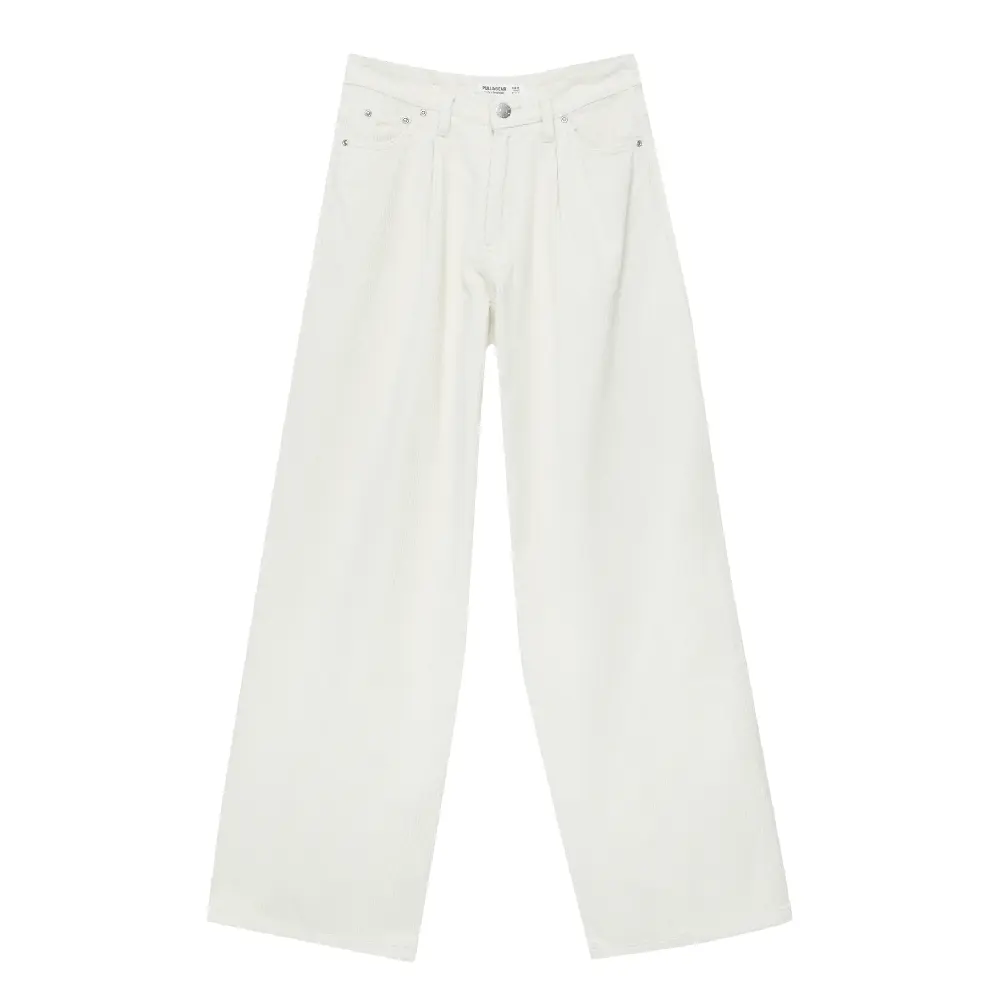 

Брюки Pull&Bear Wide-leg Corduroy, кремовый, Бежевый