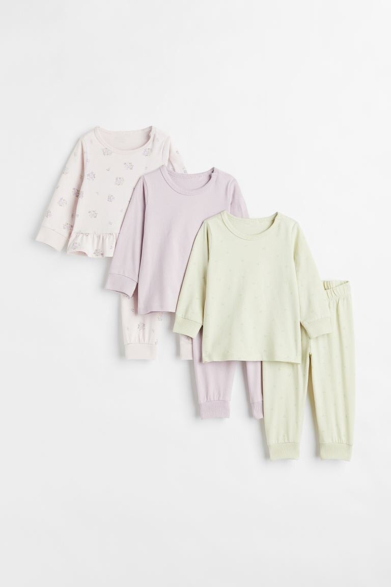 

3 пары хлопковых пижам H&M, светло-розовый/цветы