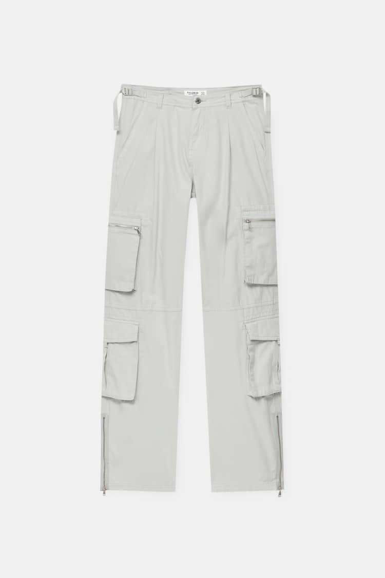 

Брюки Pull&Bear Adjustable Multipocket Cargo, бледно-розовый