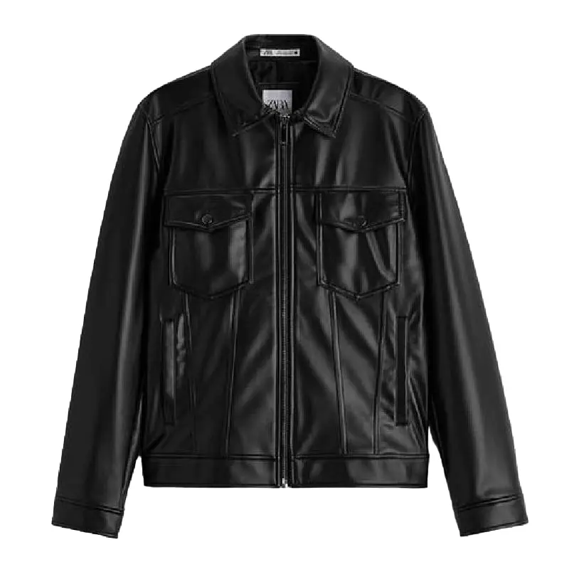 

Куртка из искусственной кожи Zara Faux Leather, черный