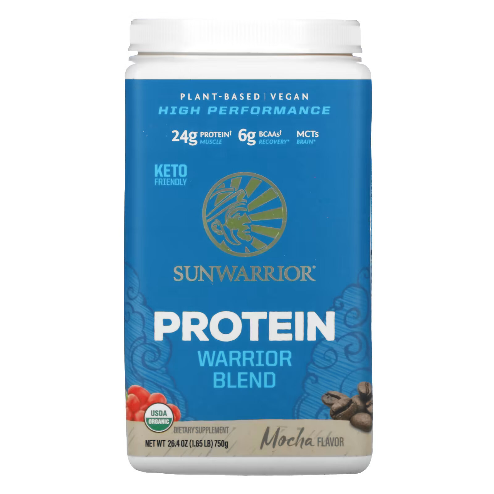 Sunwarrior, Warrior Blend Protein, смесь мокко, 750 г (1,65 фунта) sunwarrior shape slim collagen boost ваниль 750 г 1 65 фунта