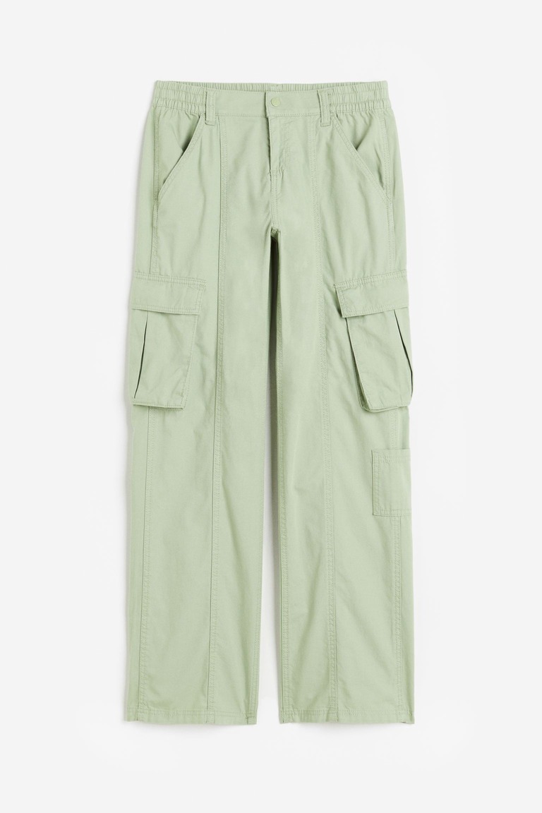 Холщовые брюки-карго H&M, светло-зеленый
