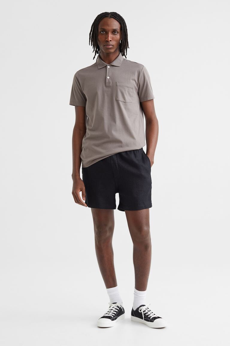 

Льняные шорты стандартной посадки H&M, черный