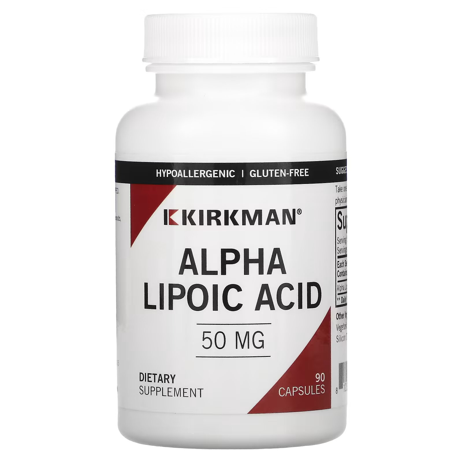 Kirkman Labs, альфа-липоевая кислота, 50 мг, 90 капсул kirkman labs органический комплекс витамина b 90 капсул