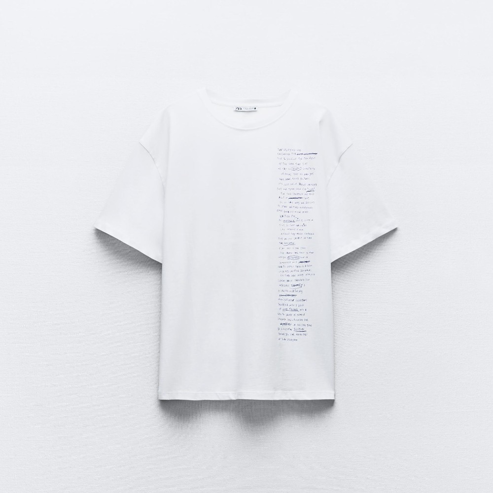 Футболка Zara Contrast Slogan, белый ноские короткие с надписью