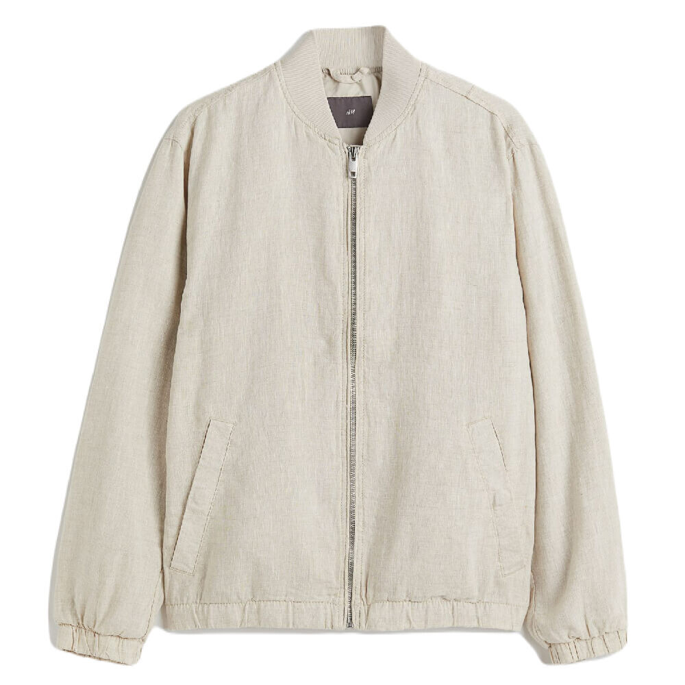 

Куртка H&M Linen Bomber, светло-серый