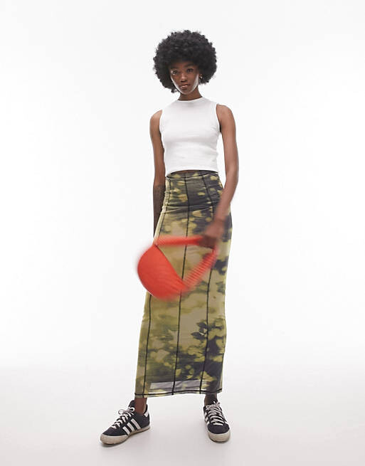 

Желтая юбка миди с оверлоком Topshop Tall