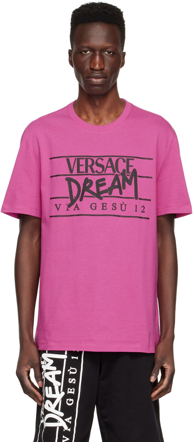 

Розовая хлопковая футболка Versace