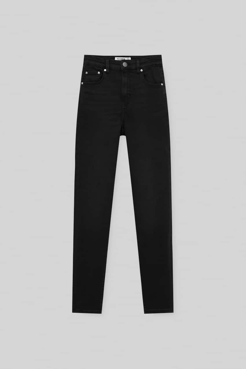 

Джинсы скинни с завышенной талией Pull&Bear, черный
