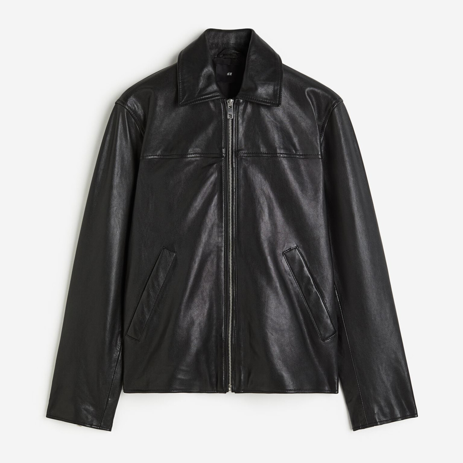 

Кожаная куртка H&M Regular Fit, черный