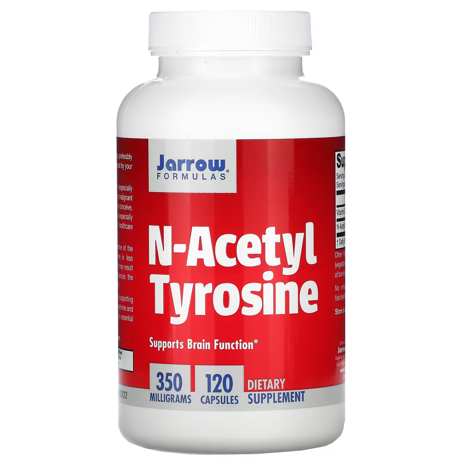 Jarrow Formulas, N-ацетил тирозин, 350 мг, 120 капсул jarrow formulas l тирозин 500 мг 100 капсул