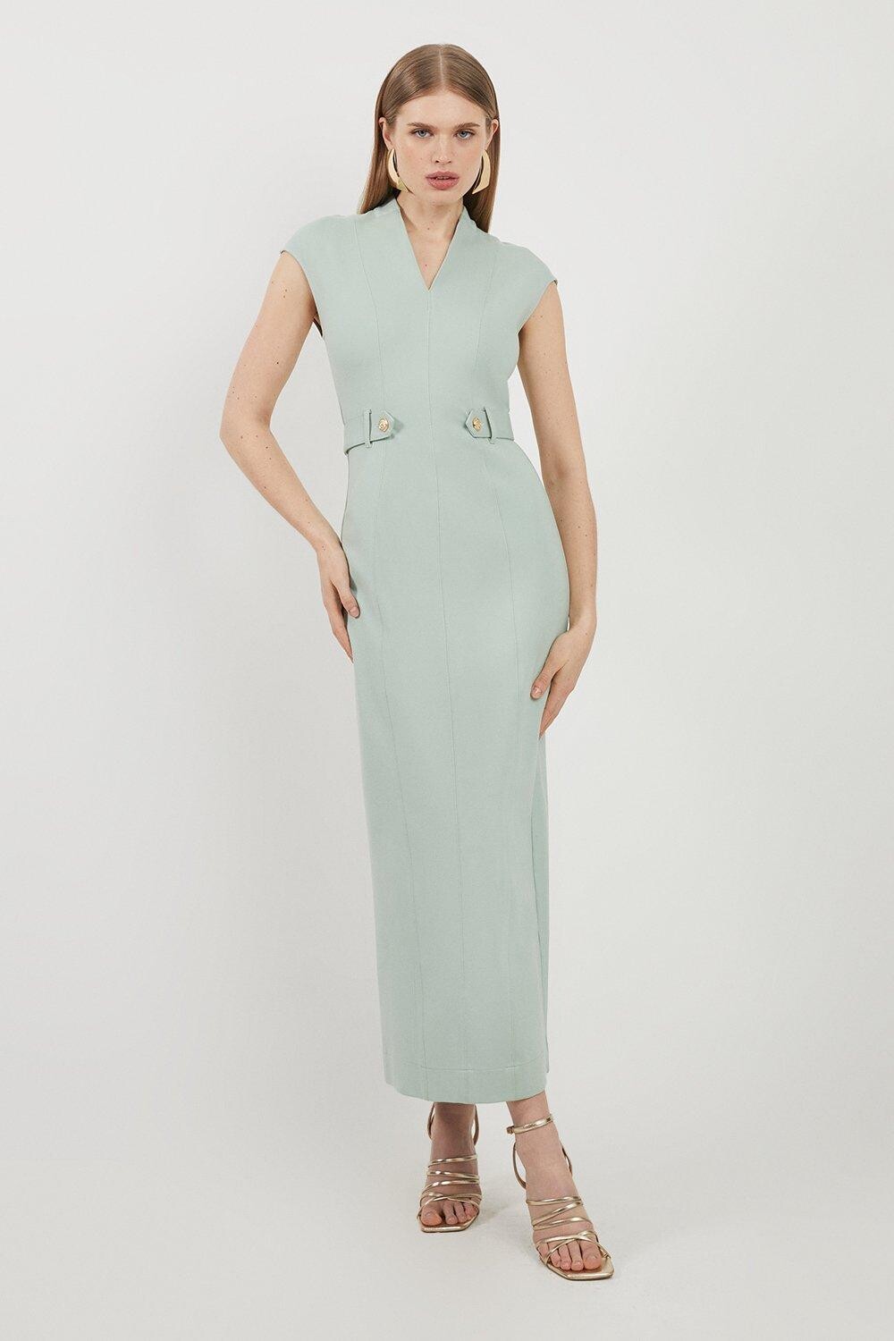 

Платье миди из джерси с поясом Ponte Karen Millen, зеленый