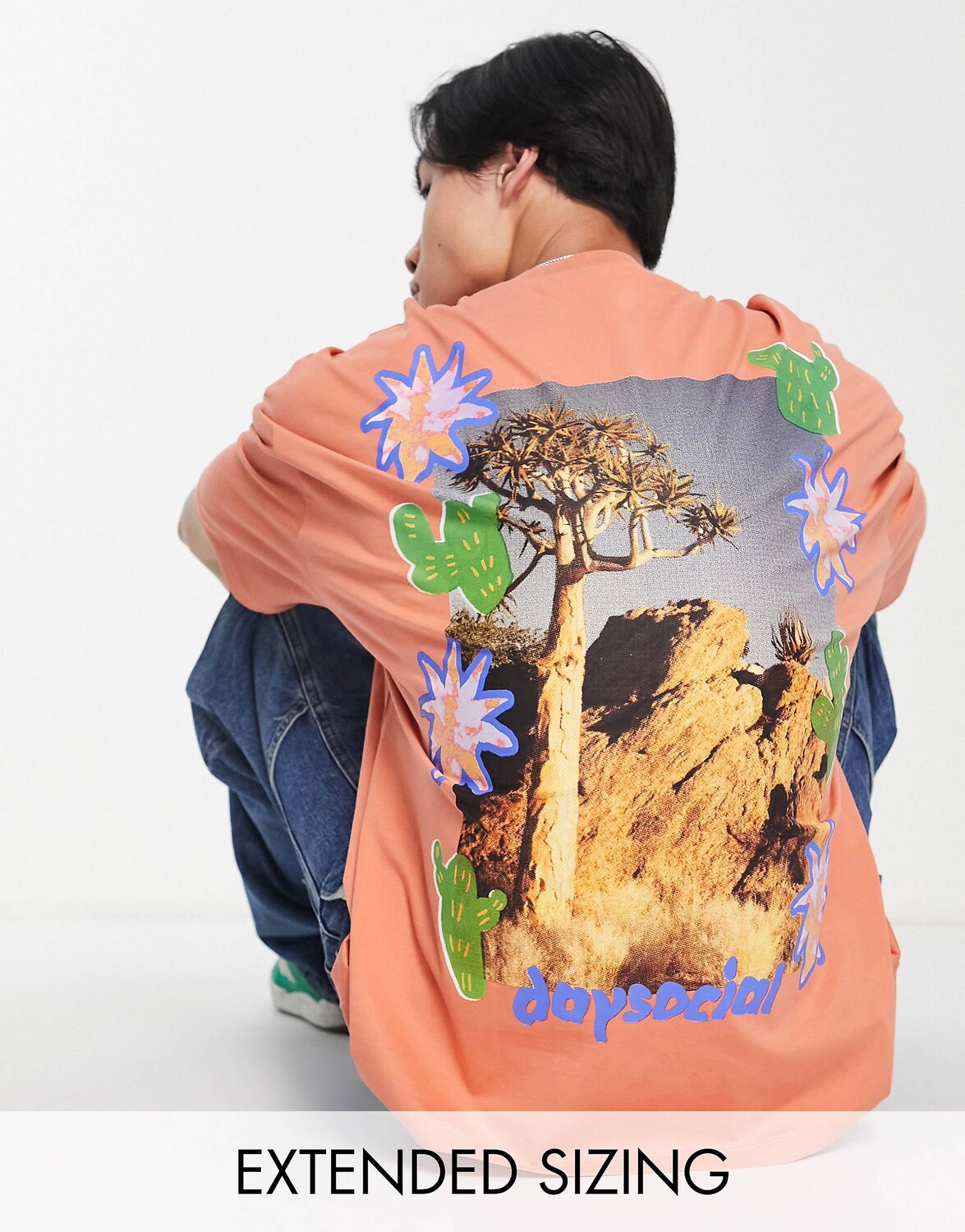 

Оранжевая футболка оверсайз с фотографическим принтом на спине ASOS Daysocial, Оранжевый