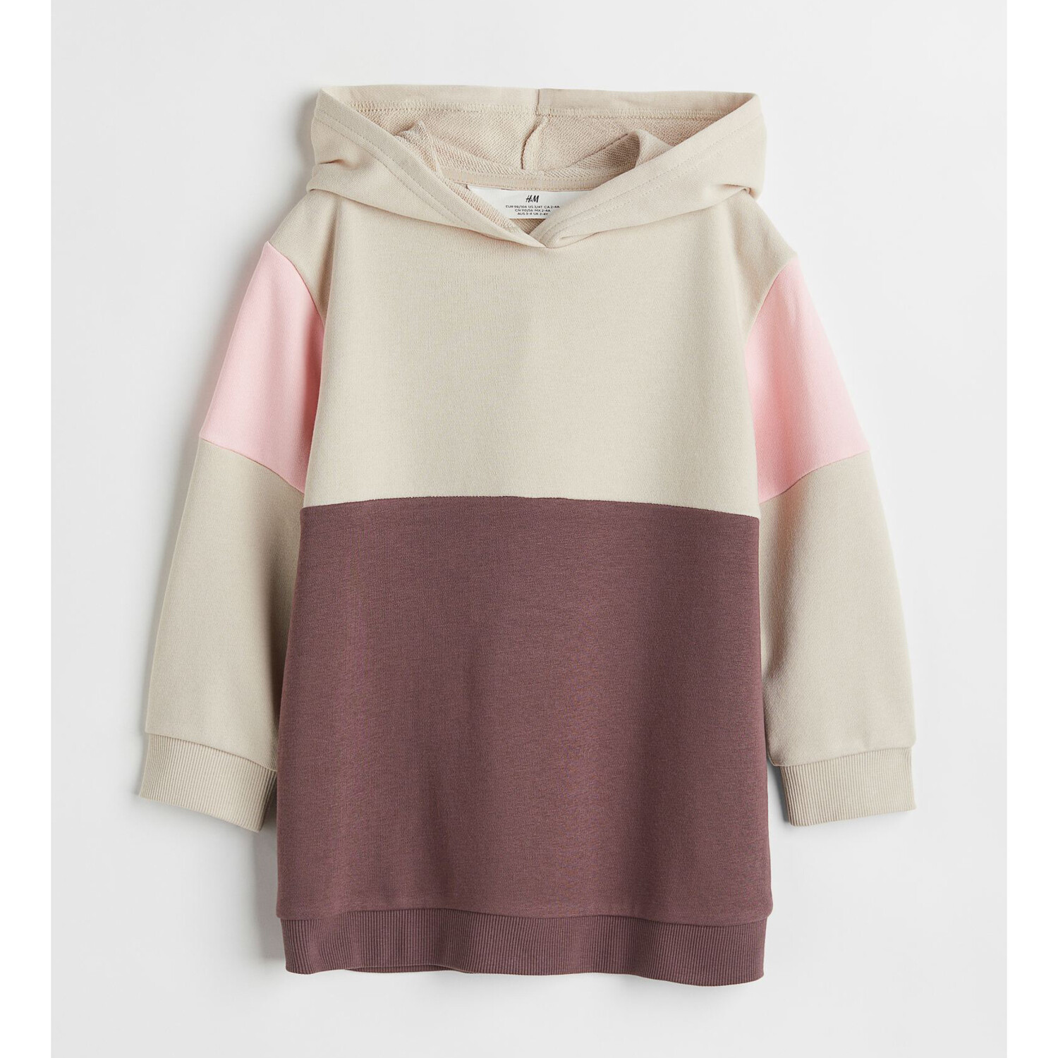 

Толстовка с капюшоном H&M Basics Color-block, темно-фиолетовый/бежевый/розовый