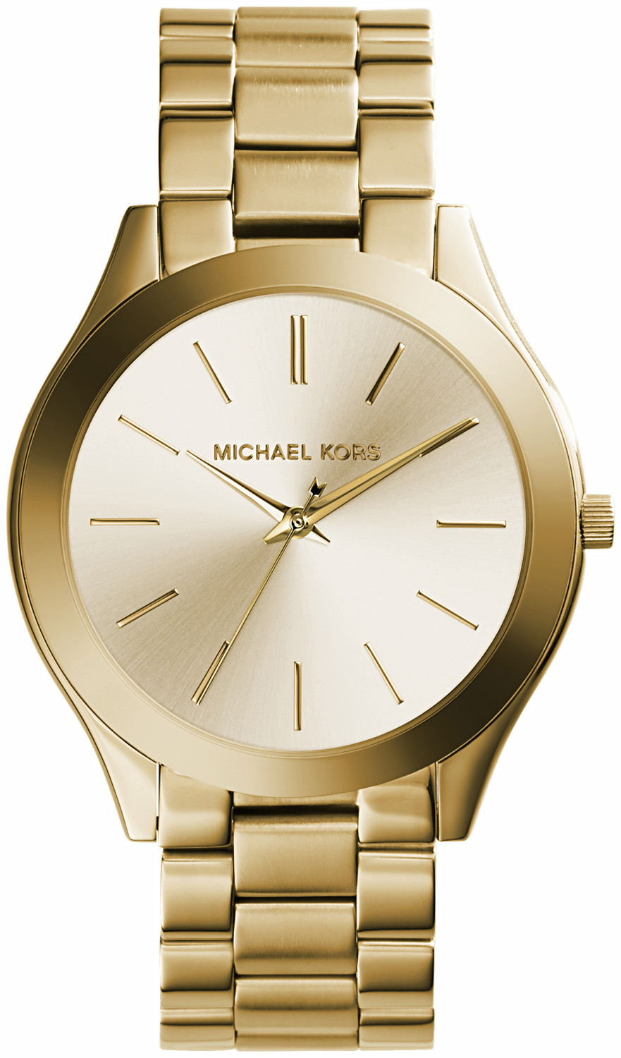 цена Часы наручные Michael Kors Slim Runway Gold-Tone Stainless Steel, золотистый