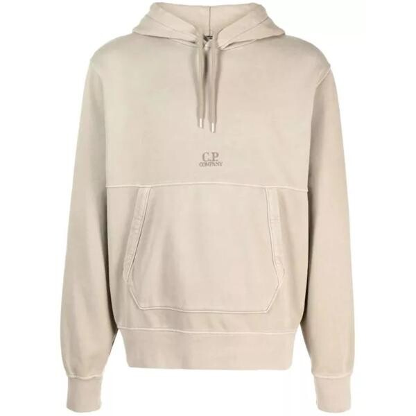 

Футболка logo-embroidered fleece hoodie Cp Company, бежевый