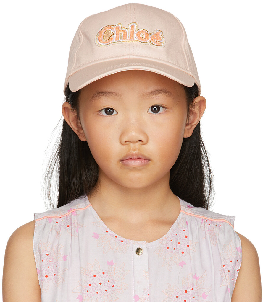 

Детская розовая кепка с логотипом Chloé