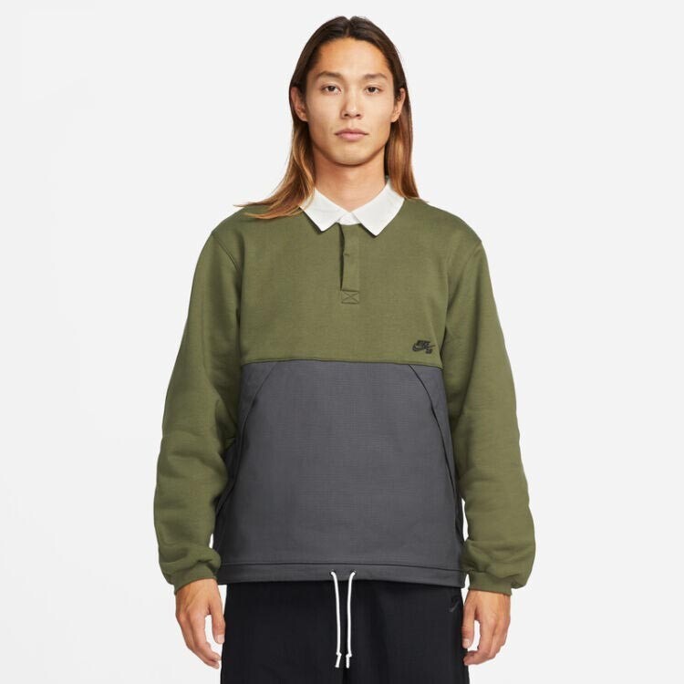 

Свитшот Nike Loose Casual Contrasting Colors Fleece, темно-зеленый/серый