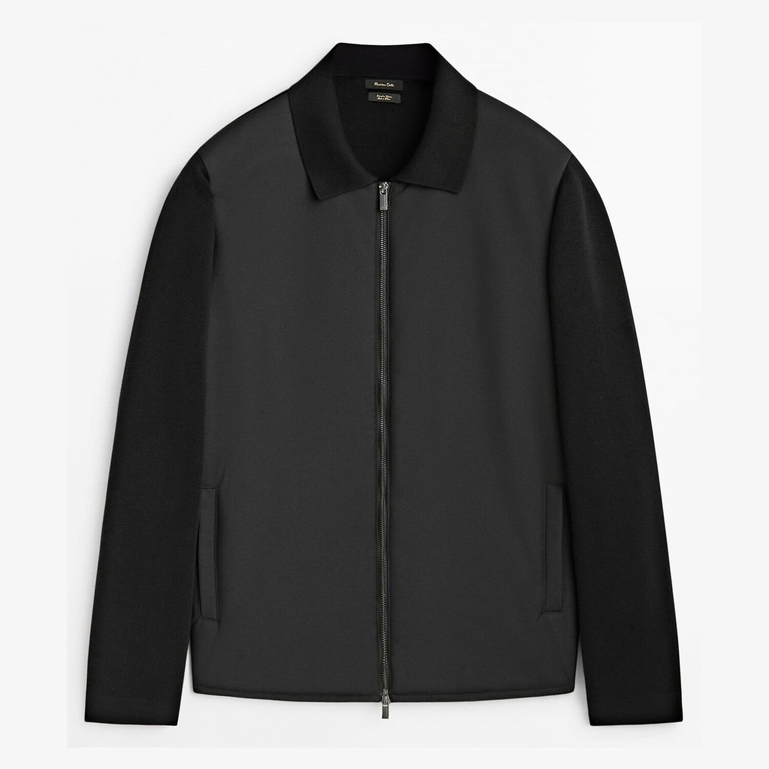 

Кардиган Massimo Dutti Knit With Contrast Quilted Fabric, черный