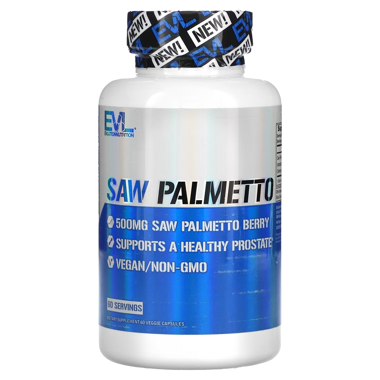 EVLution Nutrition Saw Palmetto 500 mg, 60 вегетарианских капсул solaray saw palmetto 120 вегетарианских капсул