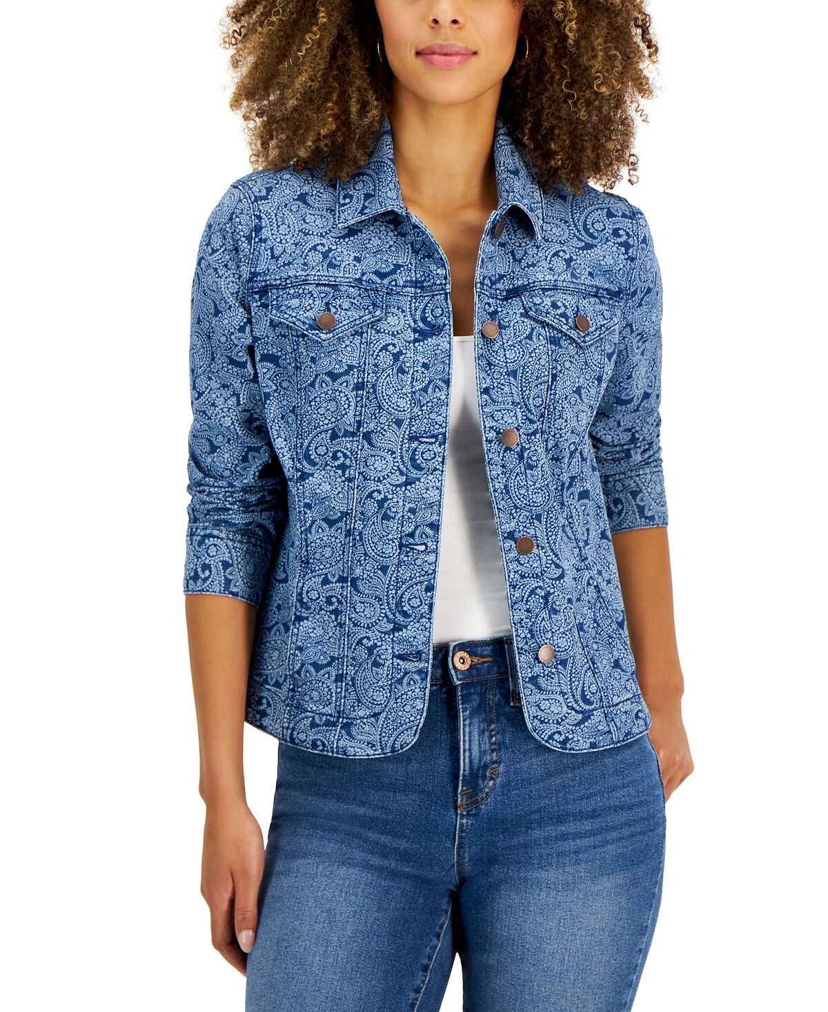 

Джинсовая куртка trucker petite paisley, созданная для macy's Charter Club, мульти