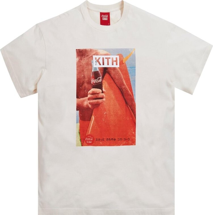 

Футболка Kith x Coca-Cola Surfboard Vintage Tee 'Ivory', кремовый, Бежевый