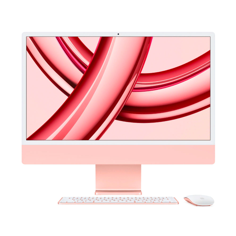 Моноблок Apple iMac 24'' М3 (2023), 8 CPU/10 GPU, 8ГБ/256 ГБ, No Ethernet, Pink, английская клавиатура моноблок apple imac 24 2021 8 cpu 7 gpu 16гб 256 гб pink английская клавиатура