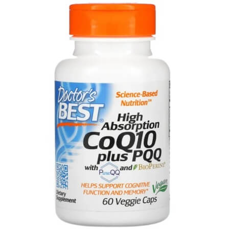 Коэнзим Q10, 100 мг, пирролохинолинхинон, 20 мг, Doctor's Best, 60 растительных капсул doctor s best высокоусвояемый коэнзим q10 с биоперином 200 мг 60 растительных капсул